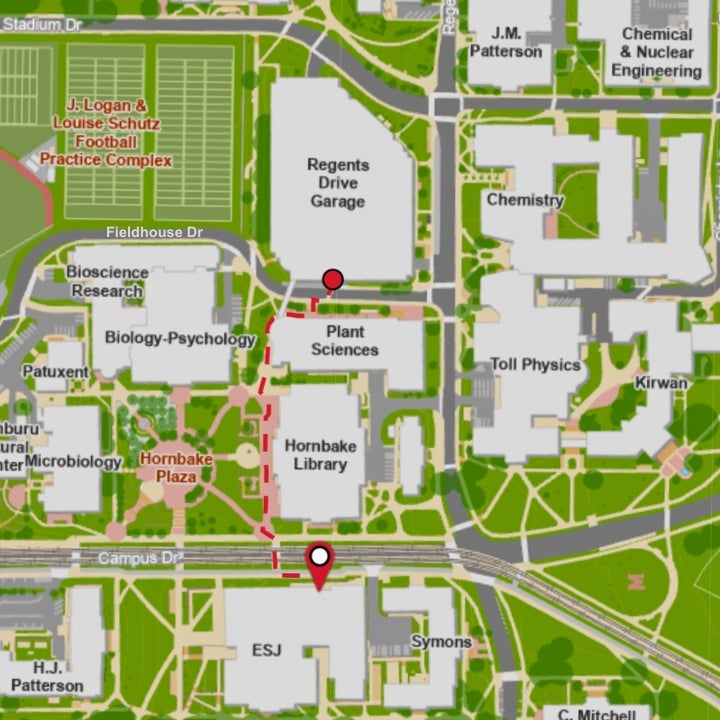 Walking directions from regents drive garage to ESJ.