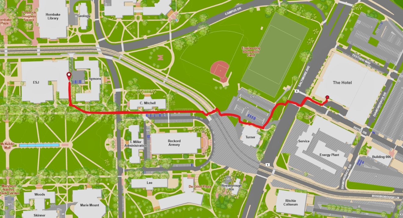 Directions from The Hotel Visitor Center parking to ESJ.