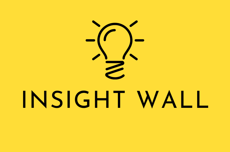 A yellow background with a graphic of a lightbulb. Underneath is says Insight Wall